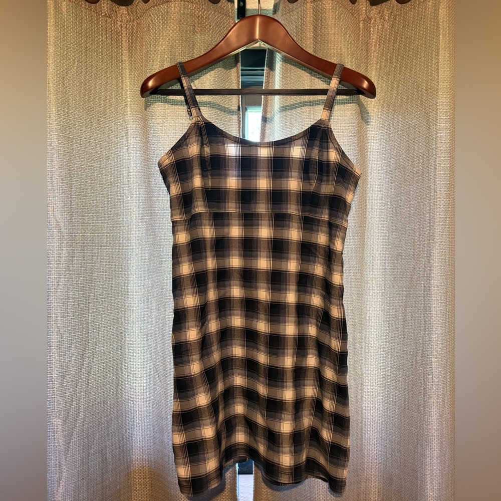 Hollister Black and Blue Plaid Slip Dress